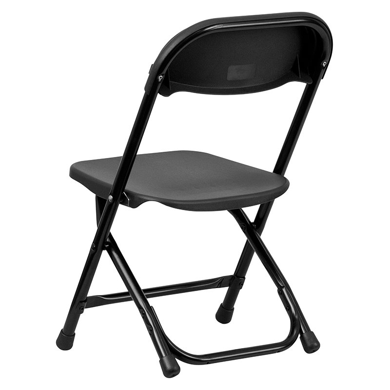 Pemberly Row Plastic and Metal Kid Folding Chair in Black (Set of 2)