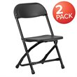 Pemberly Row Plastic and Metal Kid Folding Chair in Black (Set of 2)