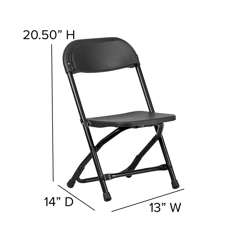 Pemberly Row Plastic and Metal Kid Folding Chair in Black (Set of 2)