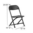 Pemberly Row Plastic and Metal Kid Folding Chair in Black (Set of 2)
