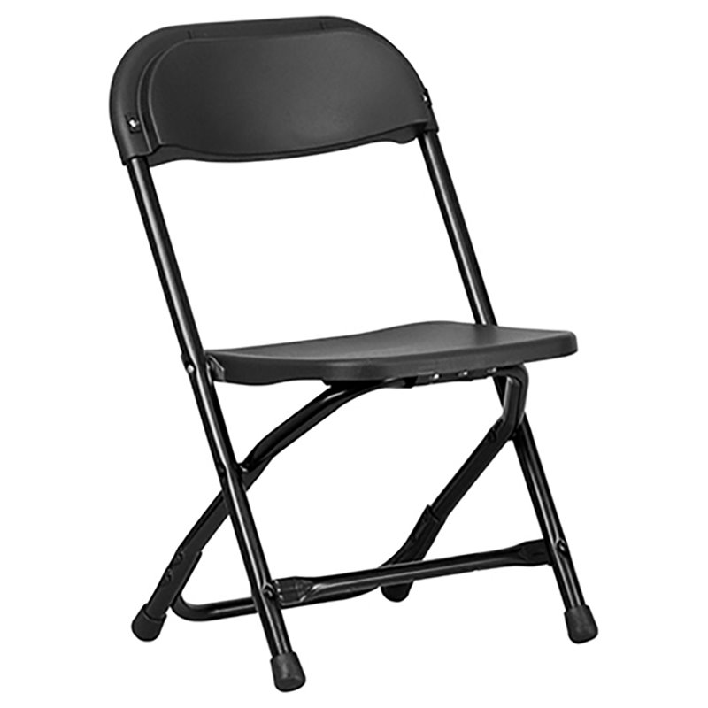 Pemberly Row Plastic and Metal Kid Folding Chair in Black (Set of 2)