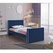 Pemberly Row Contemporary Transitional Navy Finish Velvet Twin Bed