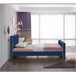 Pemberly Row Contemporary Transitional Navy Finish Velvet Twin Bed