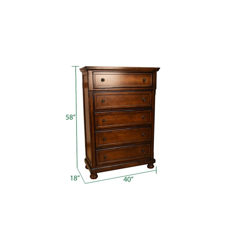 Pemberly Row Queen 5 Pc Storage Bedroom Set made with Wood in Dark Walnut