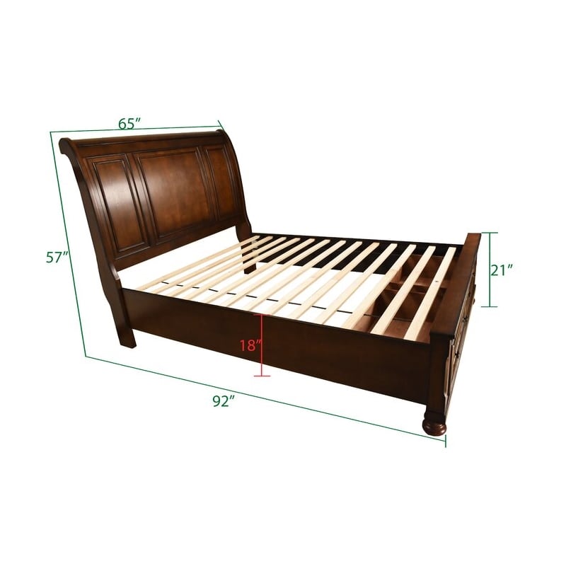 Pemberly Row Queen 5 Pc Storage Bedroom Set made with Wood in Dark Walnut