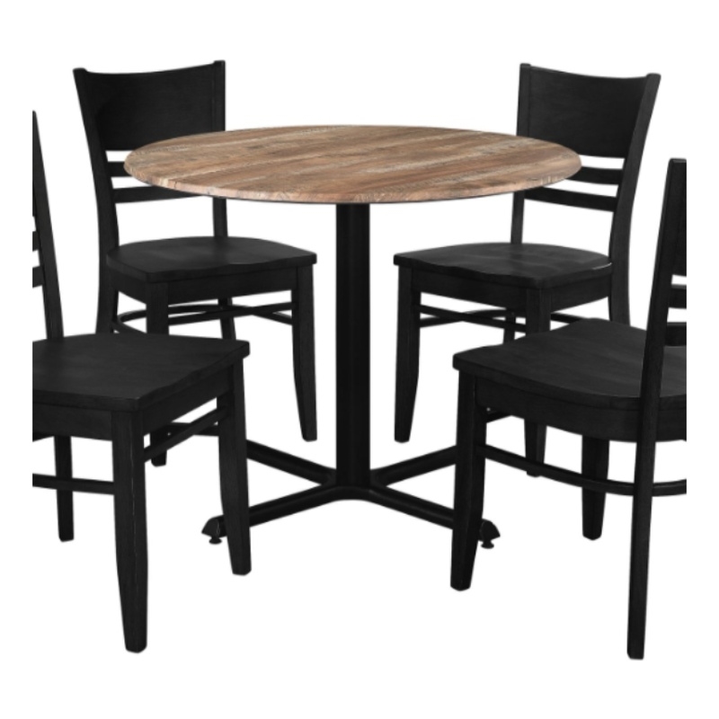 Pemberly Row Wood Dining Chair with Ladder Back Set of 2 in Black