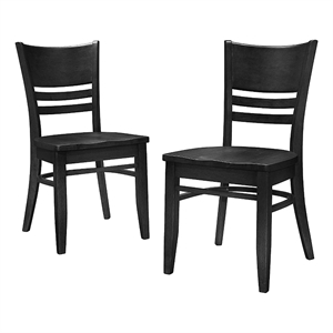 Pemberly Row Wood Dining Chair with Ladder Back Set of 2 in Black
