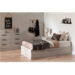 Pemberly Row Contemporary Transitional Bed with 3 Drawers White