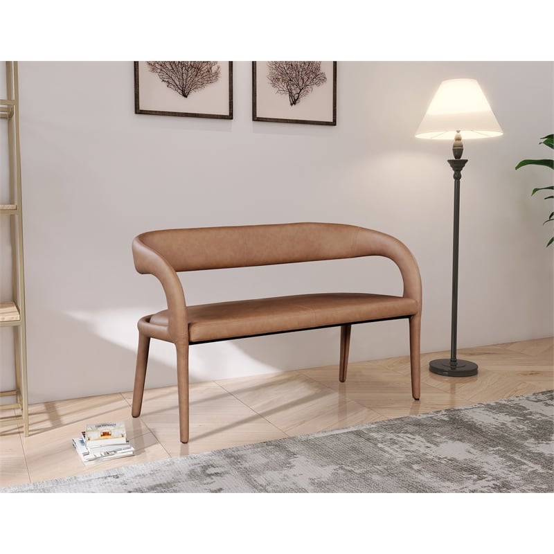 Pemberly Row Modern / Contemporary Brown Vegan Leather Bench