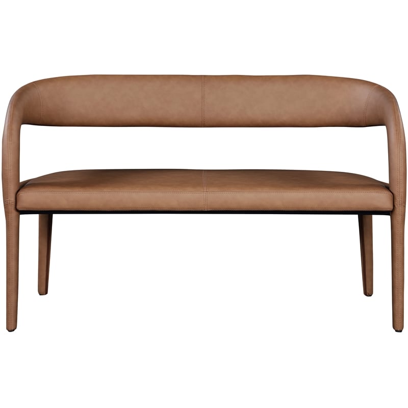 Pemberly Row Modern / Contemporary Brown Vegan Leather Bench