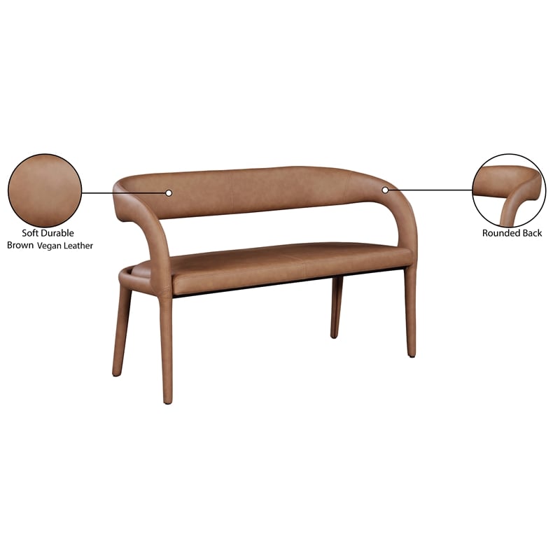 Pemberly Row Modern / Contemporary Brown Vegan Leather Bench