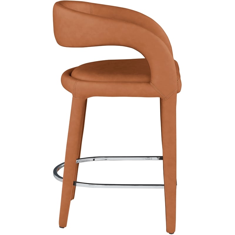 Pemberly Row Modern / Contemporary Cognac Vegan Leather Stool