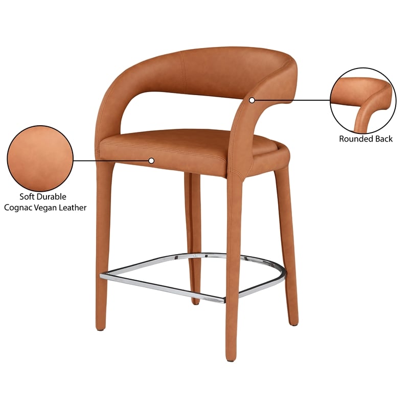 Pemberly Row Modern / Contemporary Cognac Vegan Leather Stool