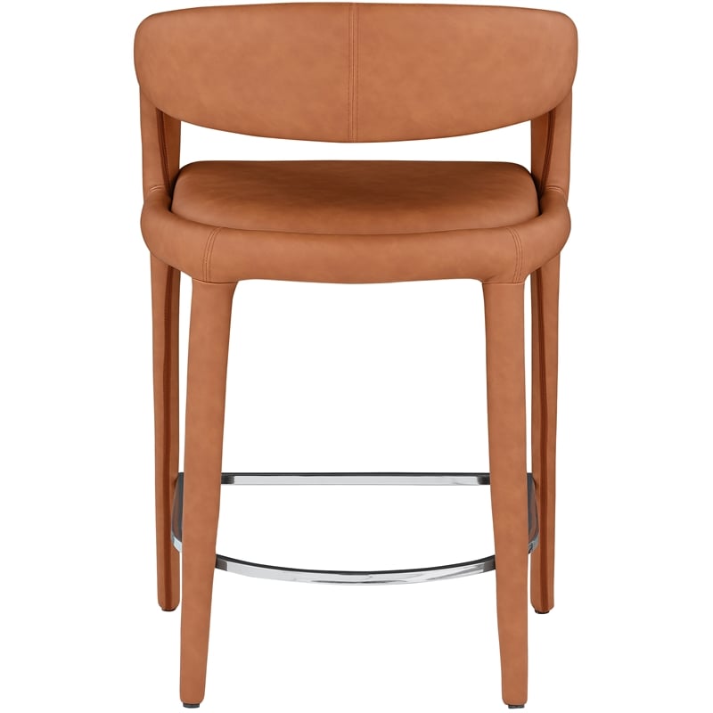 Pemberly Row Modern / Contemporary Cognac Vegan Leather Stool