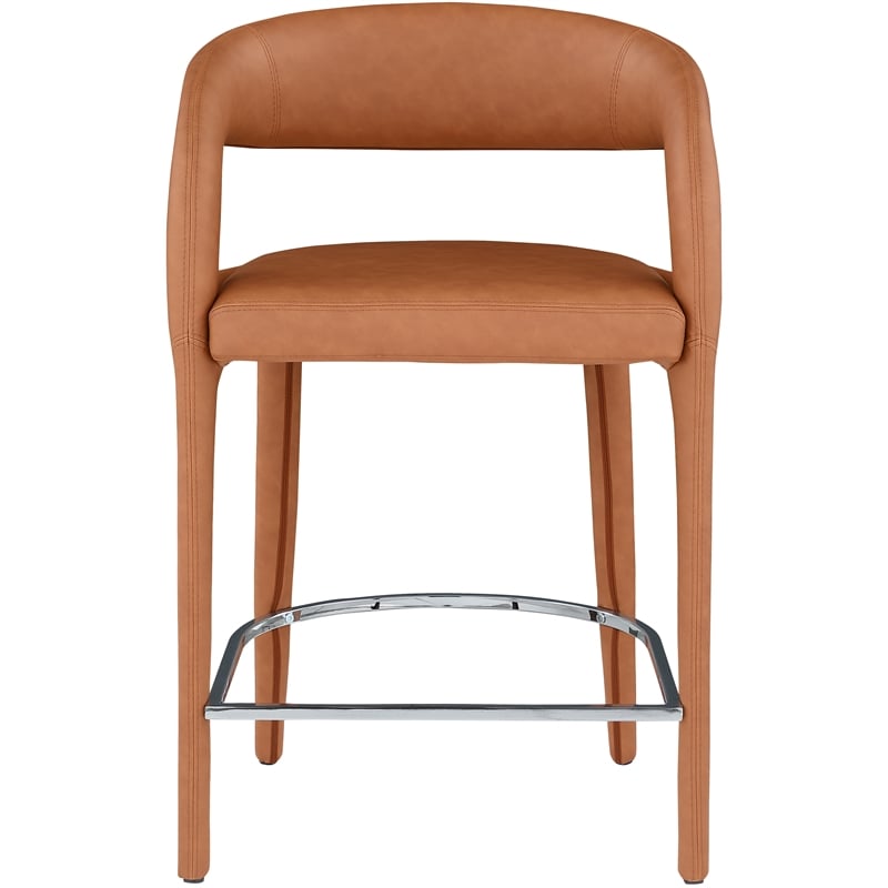 Pemberly Row Modern / Contemporary Cognac Vegan Leather Stool