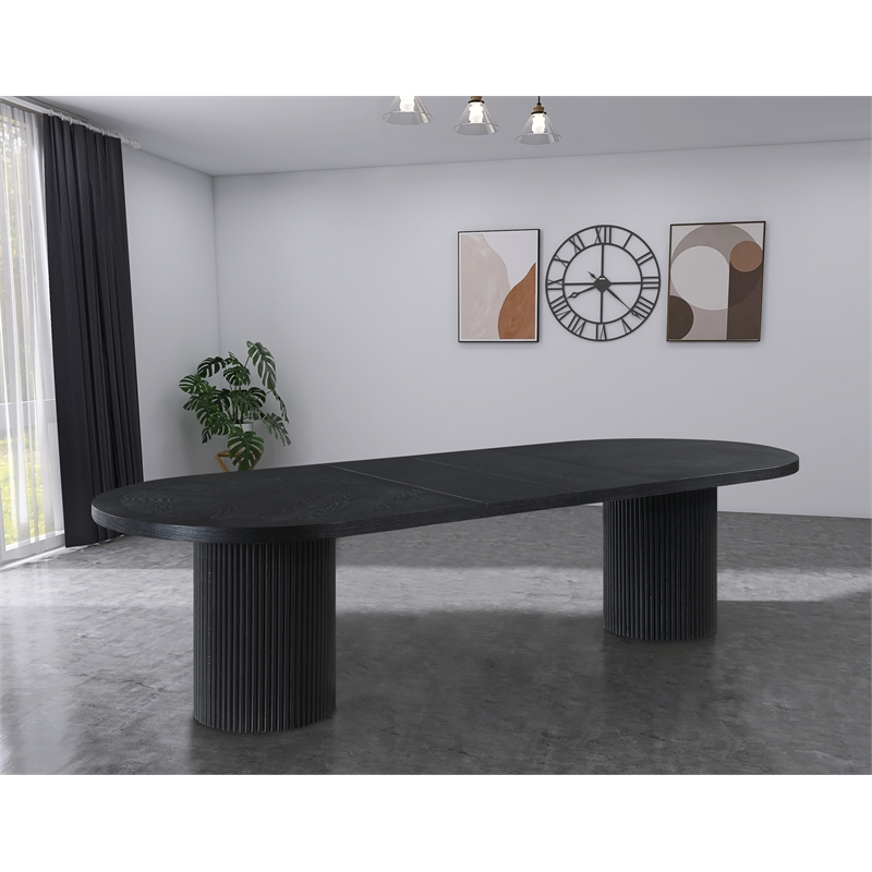 Pemberly Row Modern / Contemporary Black Oak Wood Dining Table