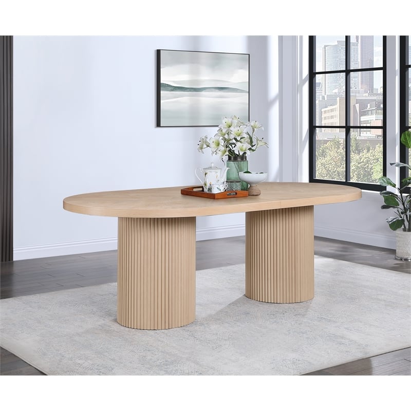Pemberly Row Contemporary Natural White Oak Wood Dining Table