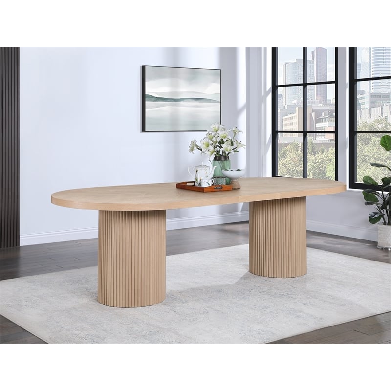 Pemberly Row Contemporary Natural White Oak Wood Dining Table