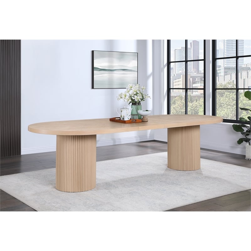 Pemberly Row Contemporary Natural White Oak Wood Dining Table