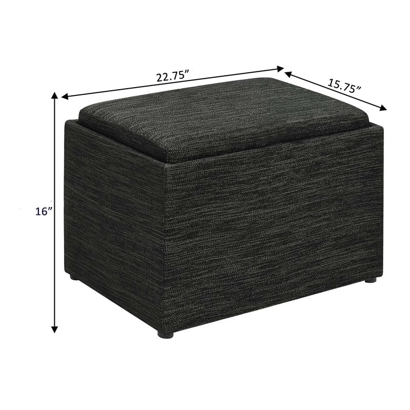 Pemberly Row Accent Storage Ottoman with Reversible Tray in Gray Fabric