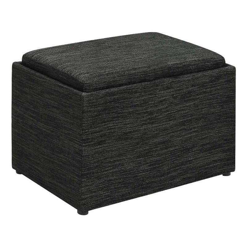 Pemberly Row Accent Storage Ottoman with Reversible Tray in Gray Fabric