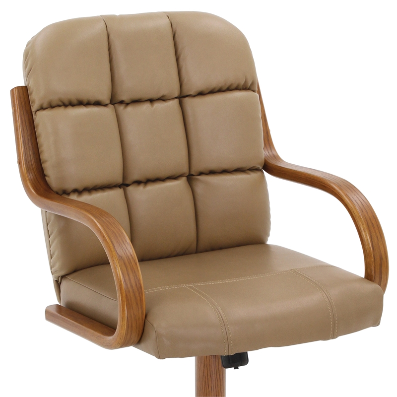 Pemberly Row Swivel Dining Arm Chair in Chestnut Wood Finish (Set of 2)