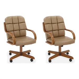 Pemberly Row Swivel Dining Arm Chair in Chestnut Wood Finish (Set of 2)