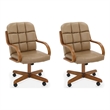 Pemberly Row Swivel Dining Arm Chair in Chestnut Wood Finish (Set of 2)