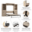 Pemberly Row Queen Murphy Bed & 2 Shelving Units w/Drawers(115W) - Rustic Brown