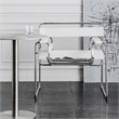Pemberly Row White Saddle Leather Club Steel Frame Accent Chairs
