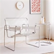 Pemberly Row White Saddle Leather Club Steel Frame Accent Chairs