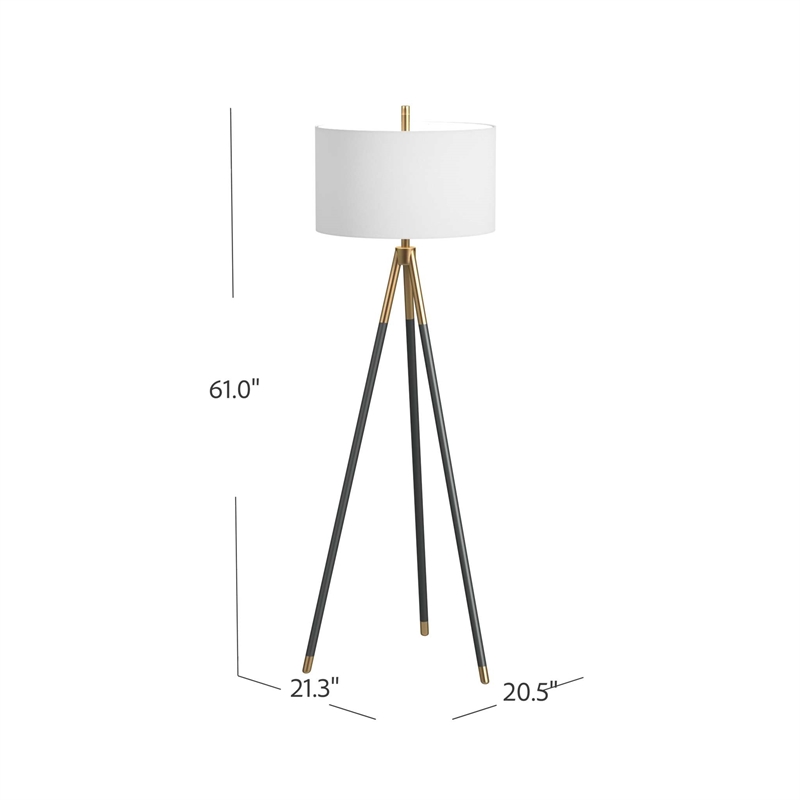 Pemberly Row Modern / Contemporary Floor Lamp in Black Metal