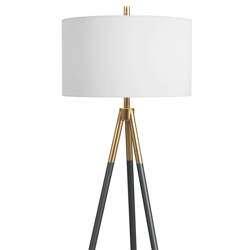 Pemberly Row Modern / Contemporary Floor Lamp in Black Metal