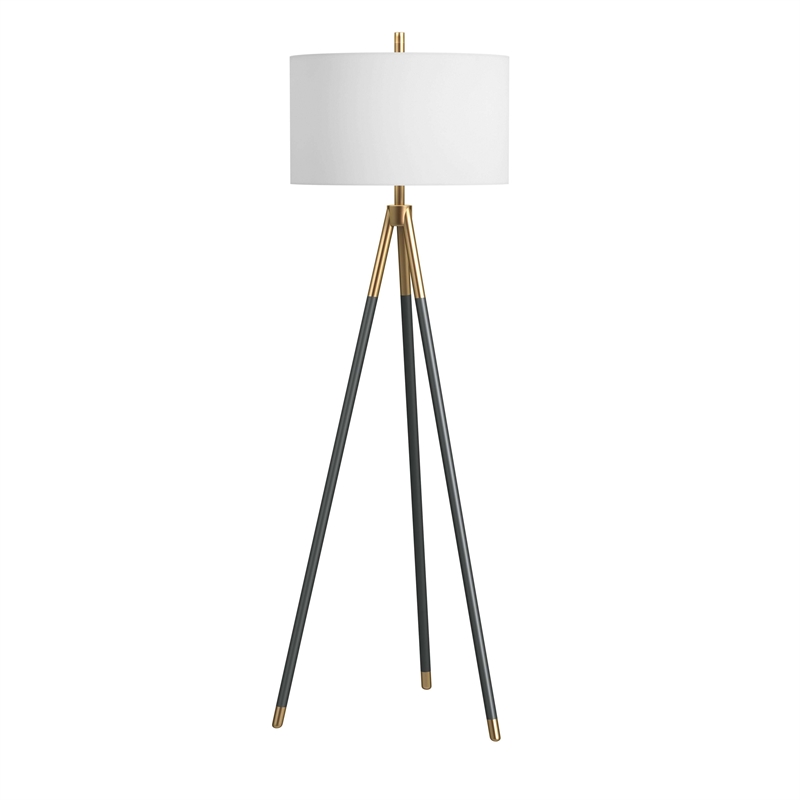 Pemberly Row Modern / Contemporary Floor Lamp in Black Metal