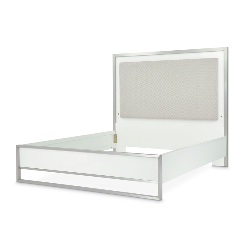 Pemberly Row Contemporary Eastern King Panel Bed in Cloud White