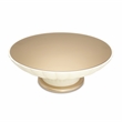 Pemberly Row Modern Round Cocktail Table with Glass Top - Ivory