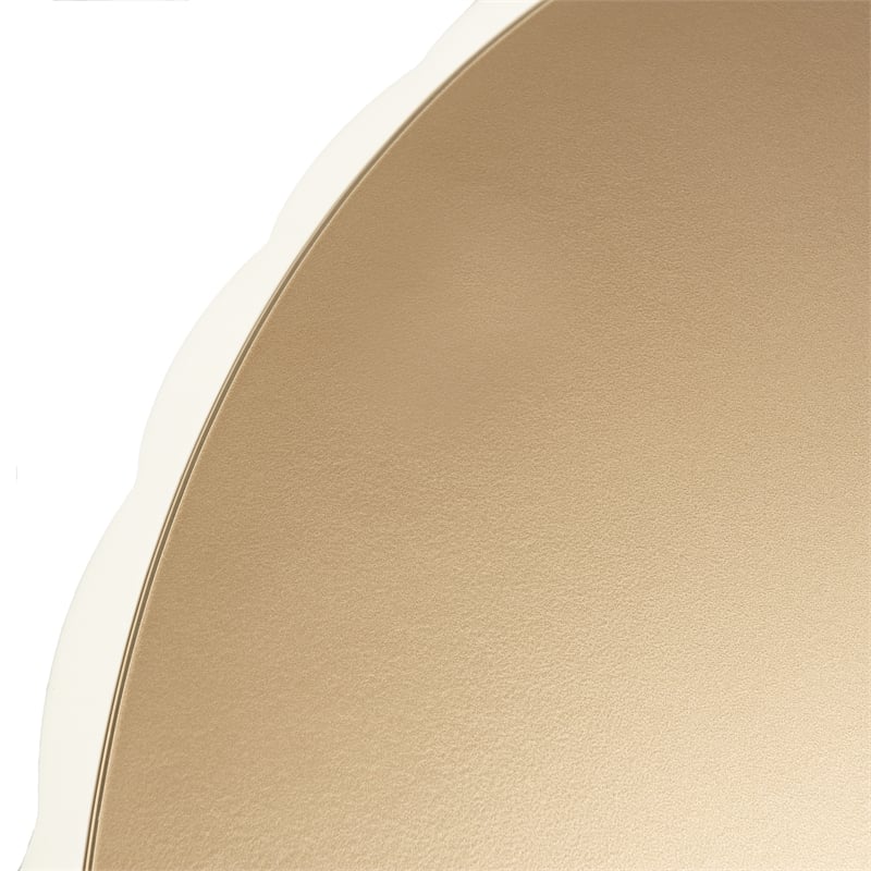 Pemberly Row Modern Round Cocktail Table with Glass Top - Ivory