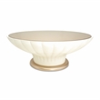 Pemberly Row Modern Round Cocktail Table with Glass Top - Ivory