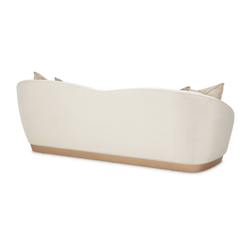Pemberly Row Modern Sofa Icicle Ivory and Chardonnay Wood Base