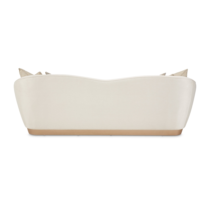Pemberly Row Modern Sofa Icicle Ivory and Chardonnay Wood Base