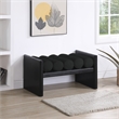 Pemberly Row Solid Wood Rich Black Bench with Luxurious Black Boucle Fabric