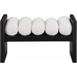 Pemberly Row Solid Wood Rich Black Bench with Luxurious Cream Boucle Fabric