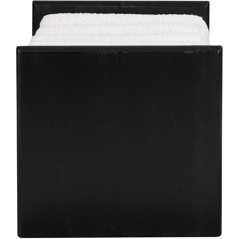 Pemberly Row Solid Wood Rich Black Bench with Luxurious Cream Boucle Fabric