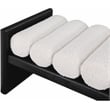 Pemberly Row Solid Wood Rich Black Bench with Luxurious Cream Boucle Fabric
