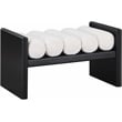 Pemberly Row Solid Wood Rich Black Bench with Luxurious Cream Boucle Fabric