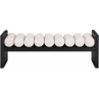 Pemberly Row Solid Wood Rich Black Bench with Luxurious Cream Boucle Fabric