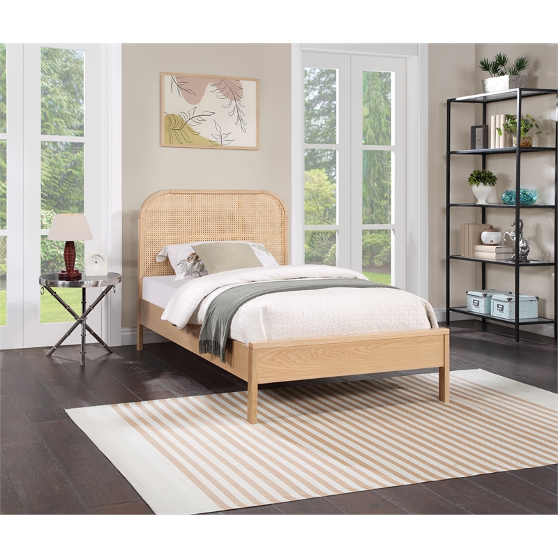 Pemberly Row Contemporary Transitional Natural Finish Twin Bed