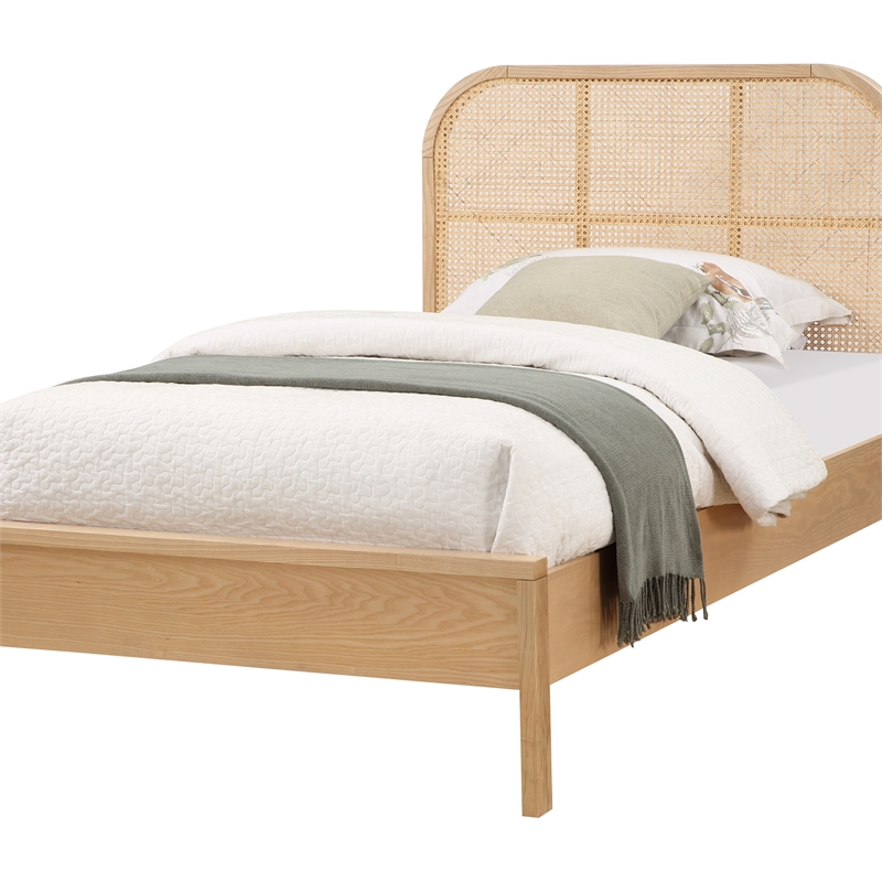 Pemberly Row Contemporary Transitional Natural Finish Twin Bed