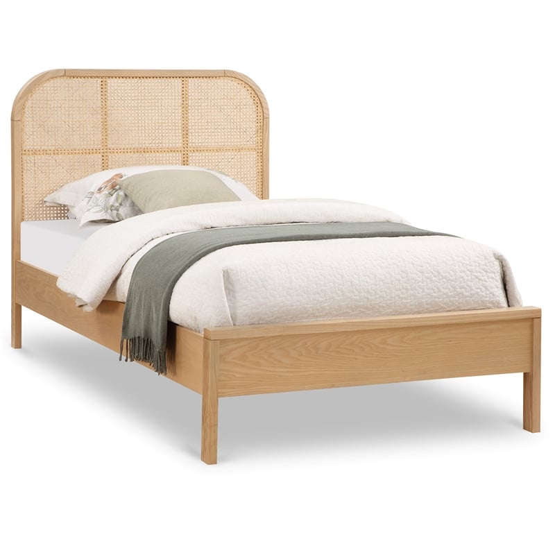 Pemberly Row Contemporary Transitional Natural Finish Twin Bed
