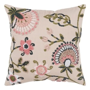 Pemberly Row Modern Floral 20&quot x 20&quot Cotton Pillow Cover in Blush